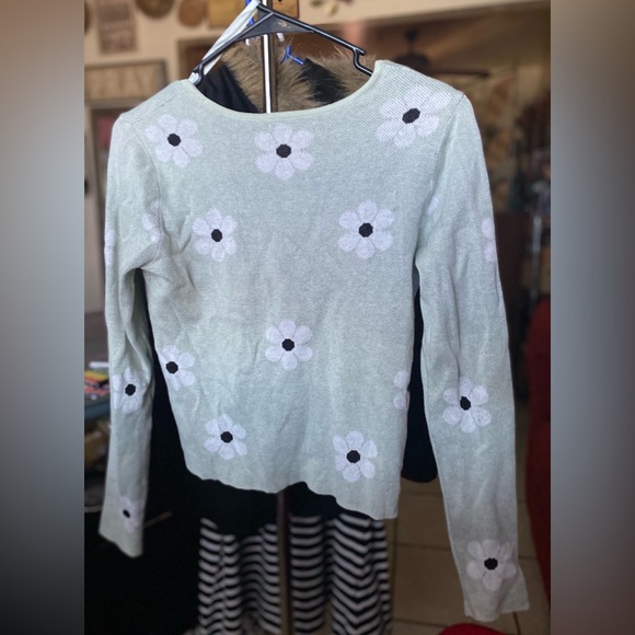 Nikka k flower power mint green tie cardigan sweater size Small - Picture 4 of 4